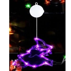Halloween Witch Window Light LED Purple Silhouette Battery Operated Decor